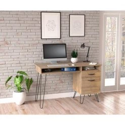 47.2" W Amaretto 2 Drawer Computer Desk with Open Storage Shelf by Inval -EVERGLADE HOME Shop amaretto inval computer desks es 16603 31 1000