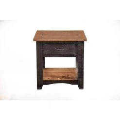 Rustic Collection Antique Black and Honey Tobacco End Table by Martin Svensson Home