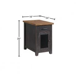 Rustic 16 in. Antique Black and Honey Chairside End Table with Power by Martin Svensson Home -EVERGLADE HOME Shop antique black and honey martin svensson home end side tables 890175 40 1000
