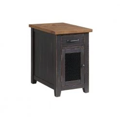 Rustic 16 in. Antique Black and Honey Chairside End Table with Power by Martin Svensson Home