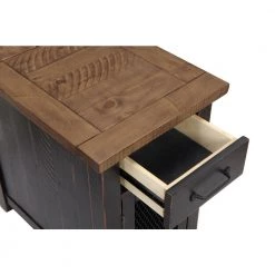 Rustic 16 in. Antique Black and Honey Chairside End Table with Power by Martin Svensson Home -EVERGLADE HOME Shop antique black and honey martin svensson home end side tables 890175 77 1000