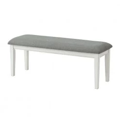 Del Mar Antique White with Grey Linen Seat Upholstered Dining Bench (19 in. H x 49 in. W x 16 in. D) by Martin Svensson Home