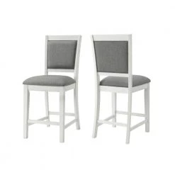 Del Mar Antique White and Grey Linen Upholstered Pub Chair (Set of 2) by Martin Svensson Home -EVERGLADE HOME Shop antique white and grey linen martin svensson home dining chairs 5202963 c3 1000
