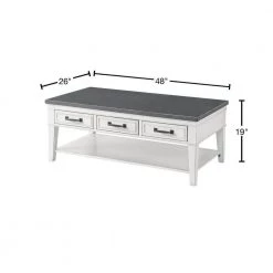 Del Mar 48 in. Antique White/Gray Large Rectangle Wood Coffee Table with 3-Drawers by Martin Svensson Home 12 Del Mar 48 in. Antique White/Gray Large Rectangle Wood Coffee Table with 3-Drawers by Martin Svensson Home -EVERGLADE HOME Shop antique white and grey martin svensson home coffee tables 810129 40 1000