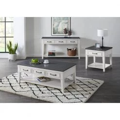 Del Mar 48 in. Antique White/Gray Large Rectangle Wood Coffee Table with 3-Drawers by Martin Svensson Home 16 Del Mar 48 in. Antique White/Gray Large Rectangle Wood Coffee Table with 3-Drawers by Martin Svensson Home -EVERGLADE HOME Shop antique white and grey martin svensson home coffee tables 810129 44 1000