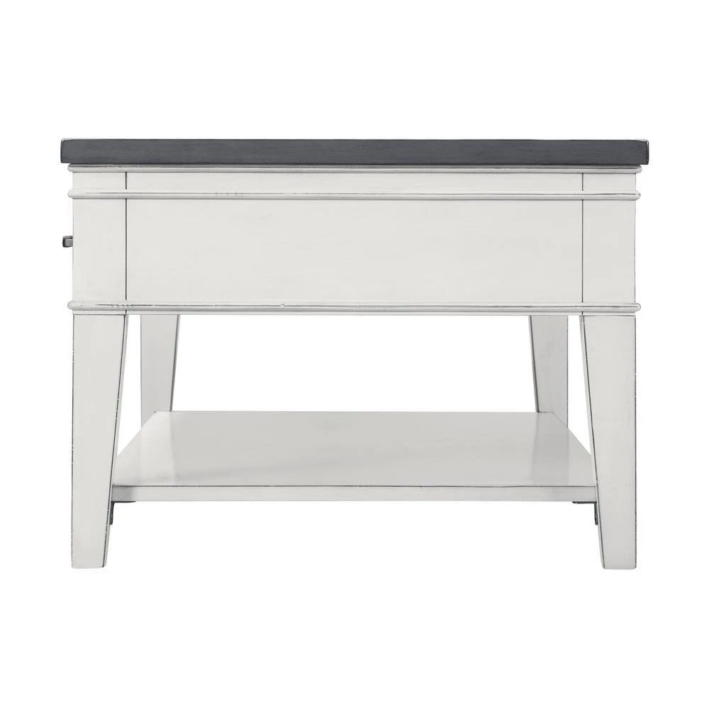 Del Mar 48 in. Antique White/Gray Large Rectangle Wood Coffee Table with 3-Drawers by Martin Svensson Home 2 Del Mar 48 in. Antique White/Gray Large Rectangle Wood Coffee Table with 3-Drawers by Martin Svensson Home - Image 2