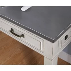Del Mar 48 in. Rectangular Antique White and Grey 2-Drawer Computer Desk with Fingerprint Lock by Martin Svensson Home -EVERGLADE HOME Shop antique white and grey martin svensson home computer desks 7102901 44 1000