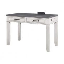 Del Mar 48 in. Rectangular Antique White and Grey 2-Drawer Computer Desk with Fingerprint Lock by Martin Svensson Home