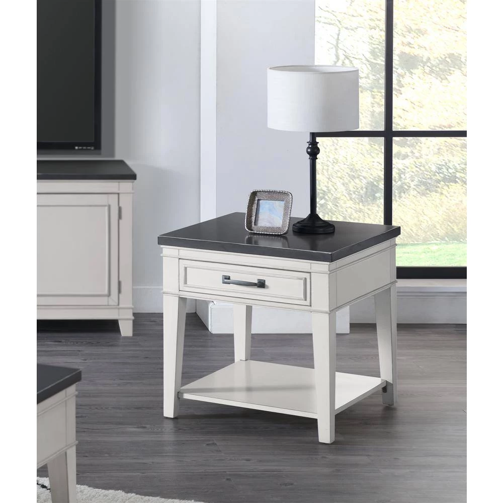 Del Mar Antique White and Grey End Table by Martin Svensson Home 7 Del Mar Antique White and Grey End Table by Martin Svensson Home - Image 7