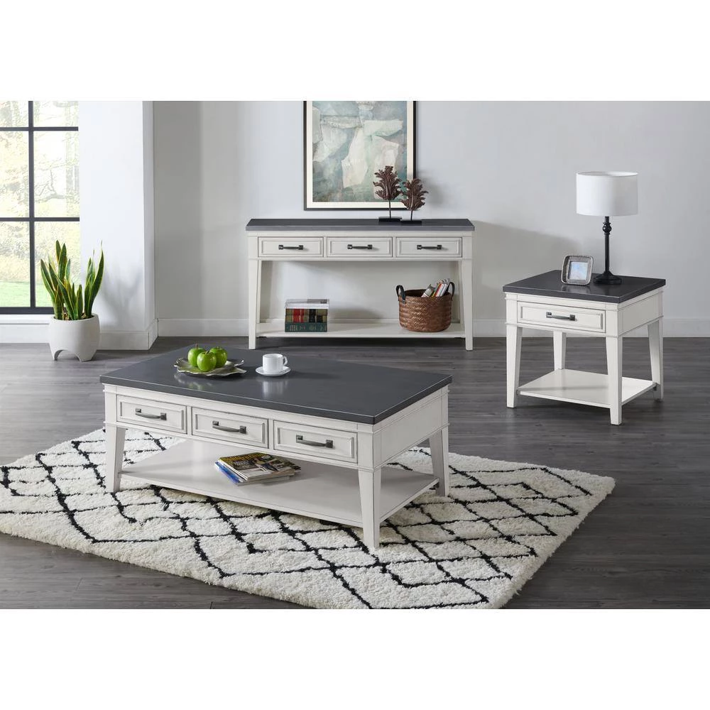 Del Mar Antique White and Grey End Table by Martin Svensson Home 8 Del Mar Antique White and Grey End Table by Martin Svensson Home - Image 8