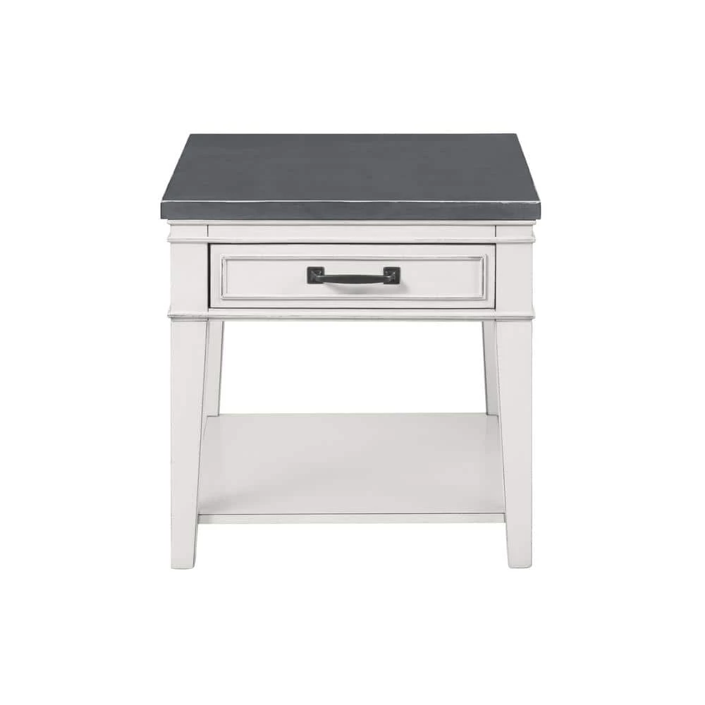 Del Mar Antique White and Grey End Table by Martin Svensson Home 1 Del Mar Antique White and Grey End Table by Martin Svensson Home