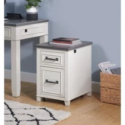 Del Mar Antique White and Grey 2-Drawer File Cabinet with Fingerprint Lock by Martin Svensson Home -EVERGLADE HOME Shop antique white and grey martin svensson home file cabinets 7102909 1f 1000