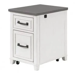 Del Mar Antique White and Grey 2-Drawer File Cabinet with Fingerprint Lock by Martin Svensson Home