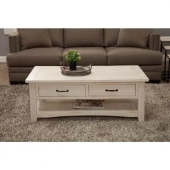 Rustic 50 in. Antique White Large Rectangle Wood Coffee Table with Drawers by Martin Svensson Home 17 Rustic 50 in. Antique White Large Rectangle Wood Coffee Table with Drawers by Martin Svensson Home -EVERGLADE HOME Shop antique white martin svensson home coffee tables 890123 31 1000