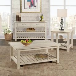 Barn Door 42 in. Antique White Large Rectangle Wood Coffee Table with Casters by Martin Svensson Home -EVERGLADE HOME Shop antique white martin svensson home coffee tables 890223 31 1000