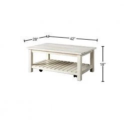Barn Door 42 in. Antique White Large Rectangle Wood Coffee Table with Casters by Martin Svensson Home -EVERGLADE HOME Shop antique white martin svensson home coffee tables 890223 40 1000