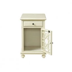 Elegant 16 in. Antique White Chairside End Table with Power by Martin Svensson Home -EVERGLADE HOME Shop antique white martin svensson home end side tables 810073 4f 1000