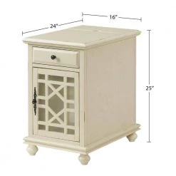 Elegant 16 in. Antique White Chairside End Table with Power by Martin Svensson Home -EVERGLADE HOME Shop antique white martin svensson home end side tables 810073 c3 1000