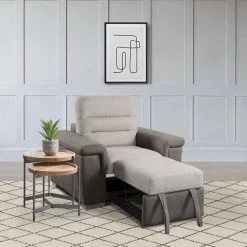 Wystan Beige and Taupe Textured Microfiber Accent Chair with Pull-out Ottoman by EVERGLADE HOME 21 Wystan Beige and Taupe Textured Microfiber Accent Chair with Pull-out Ottoman by EVERGLADE HOME -EVERGLADE HOME Shop beige and taupe everglade home accent chairs lx 9808 1 31 1000