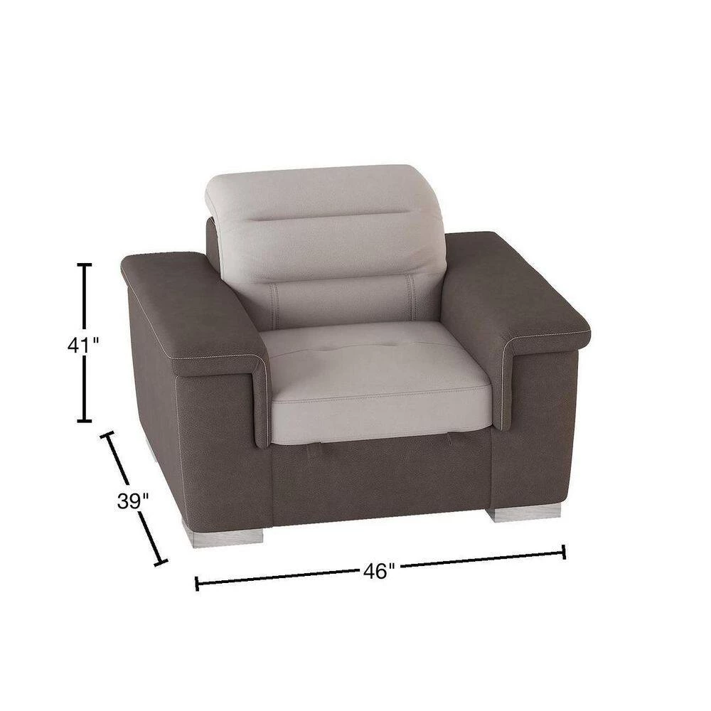 Wystan Beige and Taupe Textured Microfiber Accent Chair with Pull-out Ottoman by EVERGLADE HOME 3 Wystan Beige and Taupe Textured Microfiber Accent Chair with Pull-out Ottoman by EVERGLADE HOME - Image 3