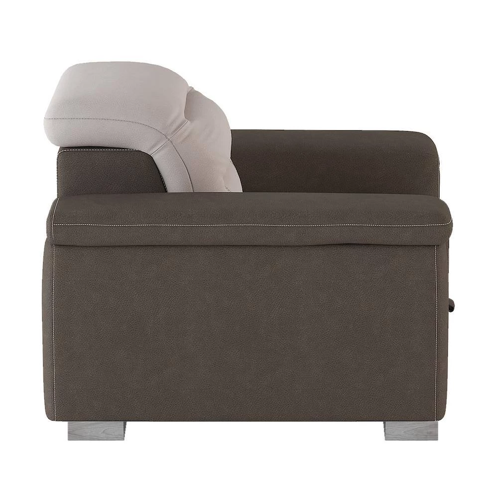 Wystan Beige and Taupe Textured Microfiber Accent Chair with Pull-out Ottoman by EVERGLADE HOME 2 Wystan Beige and Taupe Textured Microfiber Accent Chair with Pull-out Ottoman by EVERGLADE HOME - Image 2