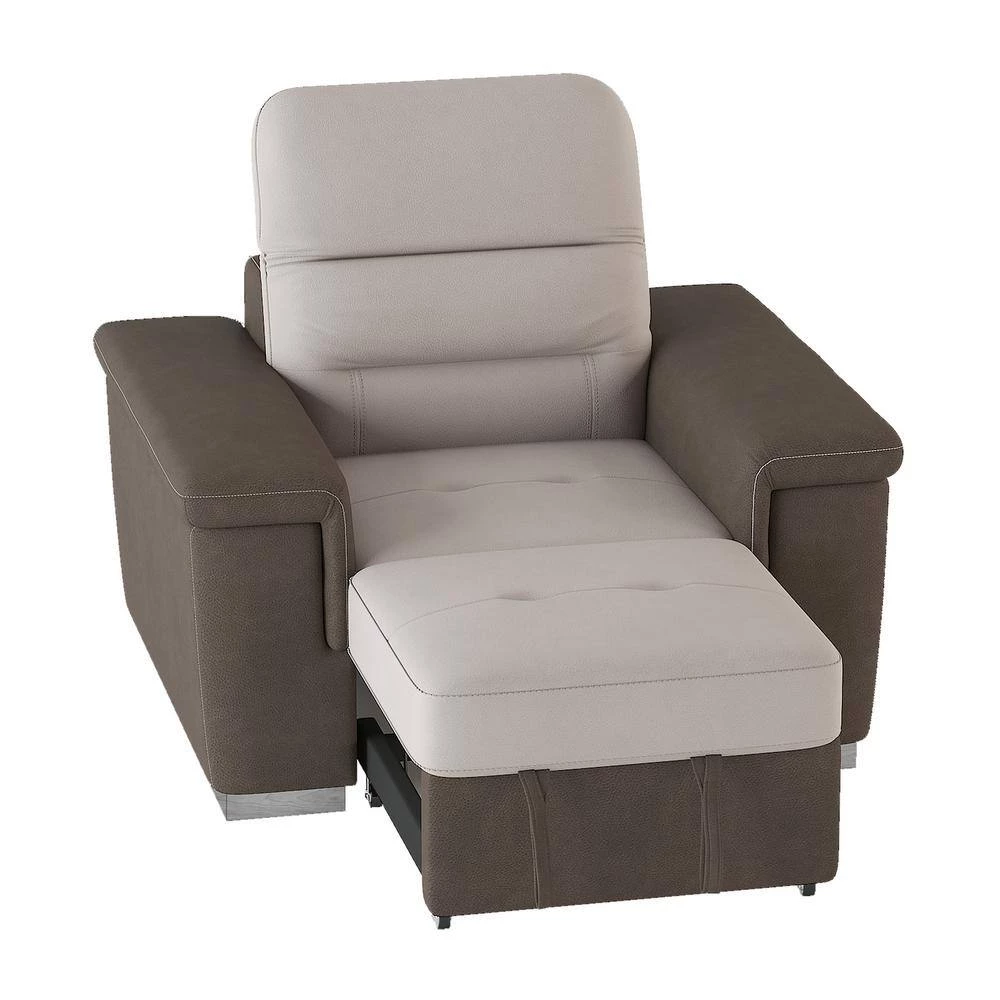 Wystan Beige and Taupe Textured Microfiber Accent Chair with Pull-out Ottoman by EVERGLADE HOME 9 Wystan Beige and Taupe Textured Microfiber Accent Chair with Pull-out Ottoman by EVERGLADE HOME - Image 9