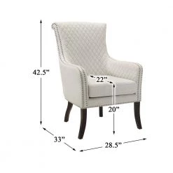 Weaver Beige Textured Upholstery Diamond Stitched Back Accent Chair by EVERGLADE HOME -EVERGLADE HOME Shop beige everglade home accent chairs lx 1199f11s 1f 1000