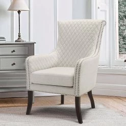 Weaver Beige Textured Upholstery Diamond Stitched Back Accent Chair by EVERGLADE HOME -EVERGLADE HOME Shop beige everglade home accent chairs lx 1199f11s 31 1000