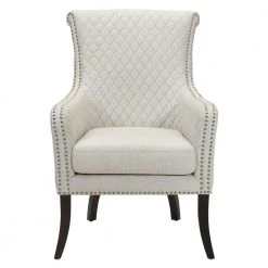 Weaver Beige Textured Upholstery Diamond Stitched Back Accent Chair by EVERGLADE HOME