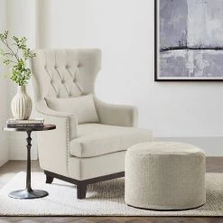 Davi Beige Textured Upholstery Tufted Back Wingback Chair by EVERGLADE HOME 15 Davi Beige Textured Upholstery Tufted Back Wingback Chair by EVERGLADE HOME -EVERGLADE HOME Shop beige everglade home accent chairs lx 1217f4s 31 1000