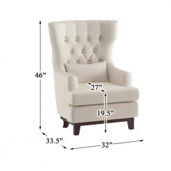 Davi Beige Textured Upholstery Tufted Back Wingback Chair by EVERGLADE HOME 14 Davi Beige Textured Upholstery Tufted Back Wingback Chair by EVERGLADE HOME -EVERGLADE HOME Shop beige everglade home accent chairs lx 1217f4s 44 1000