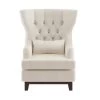Davi Beige Textured Upholstery Tufted Back Wingback Chair by EVERGLADE HOME