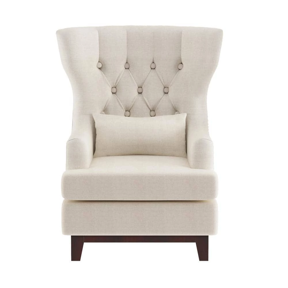 Davi Beige Textured Upholstery Tufted Back Wingback Chair by EVERGLADE HOME 1 Davi Beige Textured Upholstery Tufted Back Wingback Chair by EVERGLADE HOME