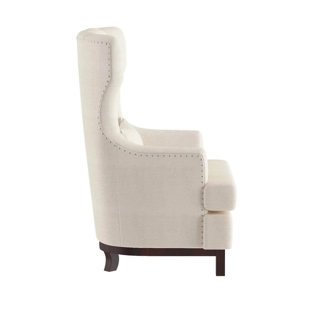 Davi Beige Textured Upholstery Tufted Back Wingback Chair by EVERGLADE HOME 2 Davi Beige Textured Upholstery Tufted Back Wingback Chair by EVERGLADE HOME - Image 2