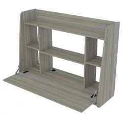 43.3 in. Width Rectangular Smoke Oak Wall Mounted Floating Desk with 6-Shelves by Inval