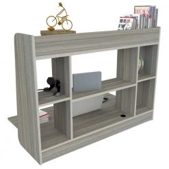 43.3 in. Width Rectangular Smoke Oak Wall Mounted Floating Desk with 6-Shelves by Inval -EVERGLADE HOME Shop beige inval floating desks es 13603 66 1000