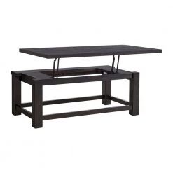 Space Saver 50 in. Black Coffee Rectangular Solid Wood Coffee Table with Lift Top by Martin Svensson Home