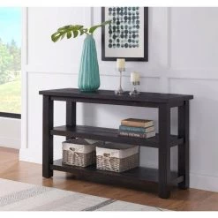 Space Saver 50 in. Black Coffee Rectangular Solid Wood Console Table with Shelves by Martin Svensson Home -EVERGLADE HOME Shop black coffee martin svensson home console tables 899942 31 1000