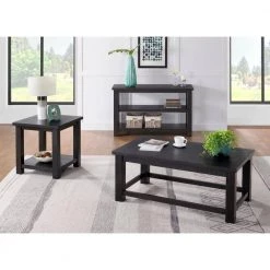 Space Saver 50 in. Black Coffee Rectangular Solid Wood Console Table with Shelves by Martin Svensson Home -EVERGLADE HOME Shop black coffee martin svensson home console tables 899942 4f 1000