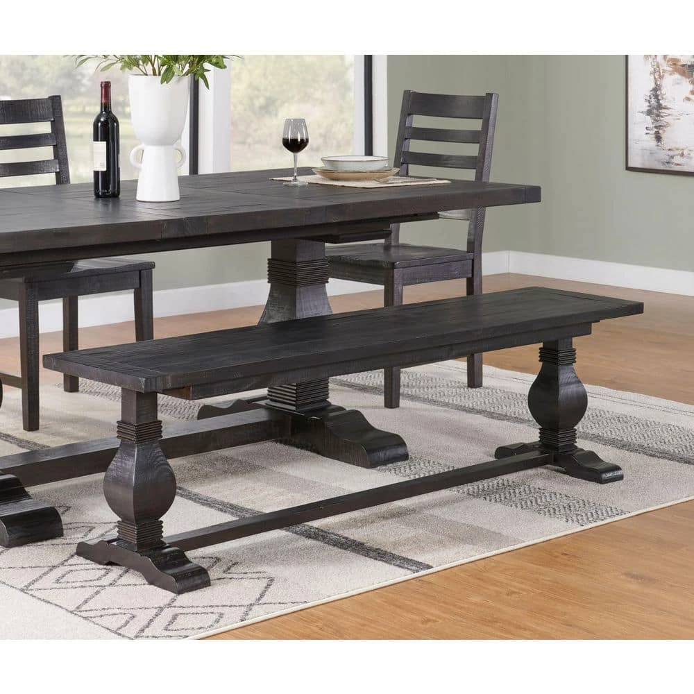 Napa Black Solid Wood Dining Bench (18 in. H x 66 in. W x 16 in. D) by Martin Svensson Home 5 Napa Black Solid Wood Dining Bench (18 in. H x 66 in. W x 16 in. D) by Martin Svensson Home - Image 5