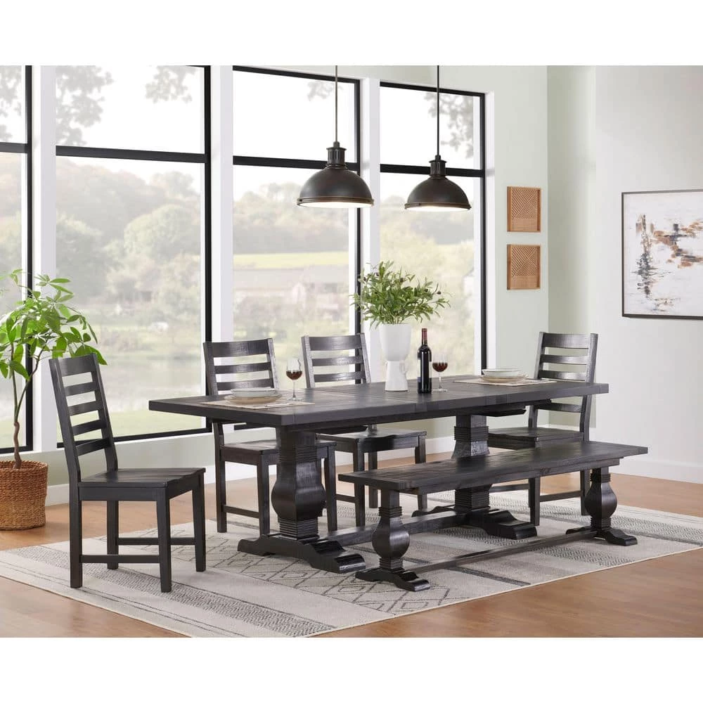 Napa Black Solid Wood Dining Bench (18 in. H x 66 in. W x 16 in. D) by Martin Svensson Home 4 Napa Black Solid Wood Dining Bench (18 in. H x 66 in. W x 16 in. D) by Martin Svensson Home - Image 4