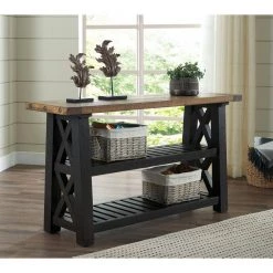 Bolton 55" Black Stain and Natural Solid Wood Console Table by Martin Svensson Home -EVERGLADE HOME Shop black stain and natural martin svensson home console tables 840145 c3 1000
