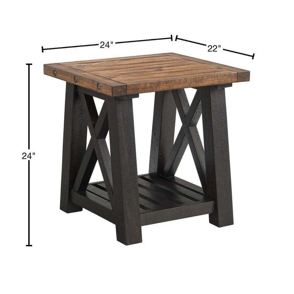 Bolton 24 in. Black Stain and Natural Solid Wood End Table by Martin Svensson Home 3 Bolton 24 in. Black Stain and Natural Solid Wood End Table by Martin Svensson Home - Image 3