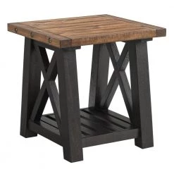 Bolton 24 in. Black Stain and Natural Solid Wood End Table by Martin Svensson Home