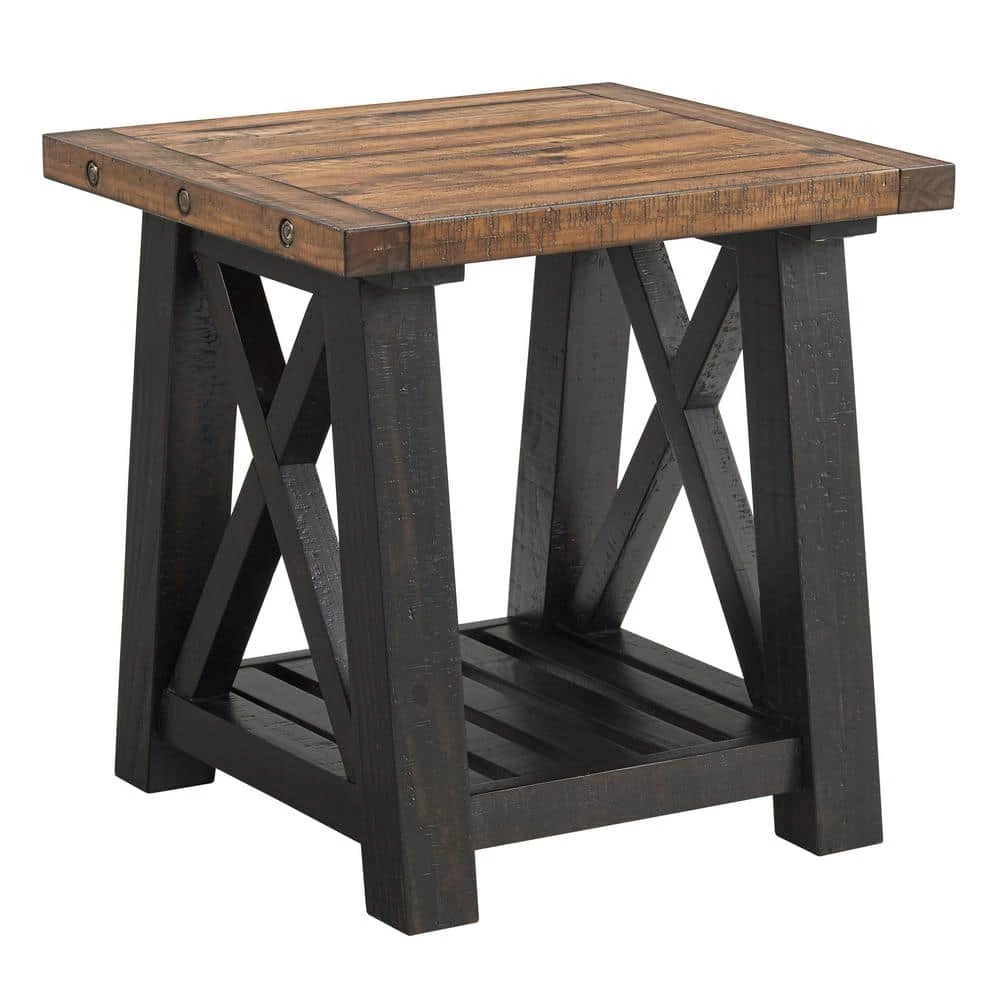 Bolton 24 in. Black Stain and Natural Solid Wood End Table by Martin Svensson Home 1 Bolton 24 in. Black Stain and Natural Solid Wood End Table by Martin Svensson Home