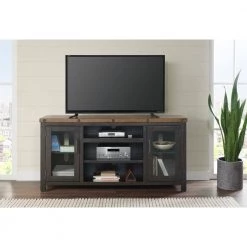 Bolton 65 in. Black Stain with Natural Top TV Stand for TVs up to 70 in. by Martin Svensson Home -EVERGLADE HOME Shop black stain and natural martin svensson home tv stands 909826 1f 1000