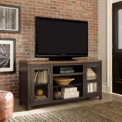 Bolton 65 in. Black Stain with Natural Top TV Stand for TVs up to 70 in. by Martin Svensson Home -EVERGLADE HOME Shop black stain and natural martin svensson home tv stands 909826 44 1000