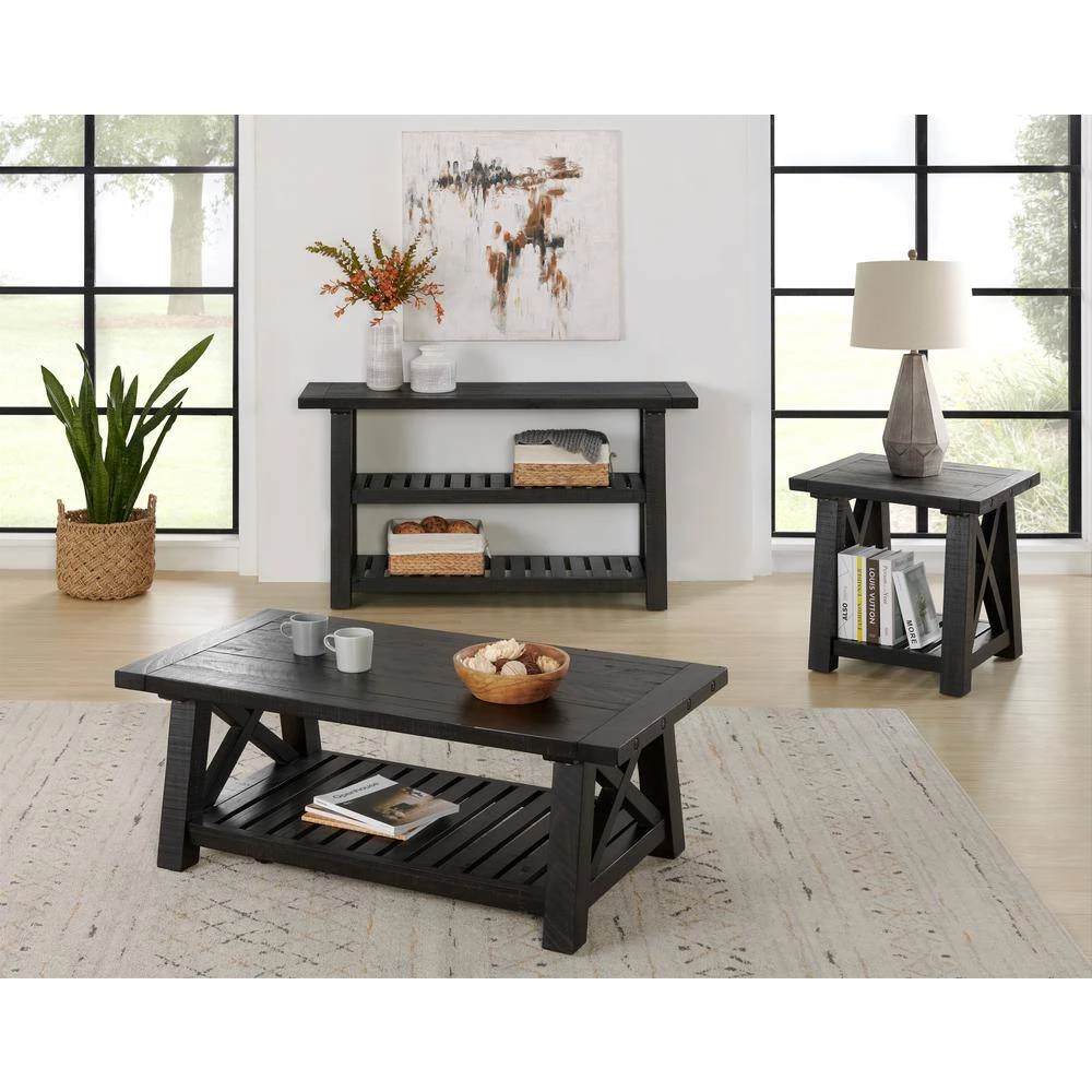 Bolton 50 in. Black Stain Rectangular Solid Wood Coffee Table by Martin Svensson Home 9 Bolton 50 in. Black Stain Rectangular Solid Wood Coffee Table by Martin Svensson Home - Image 9
