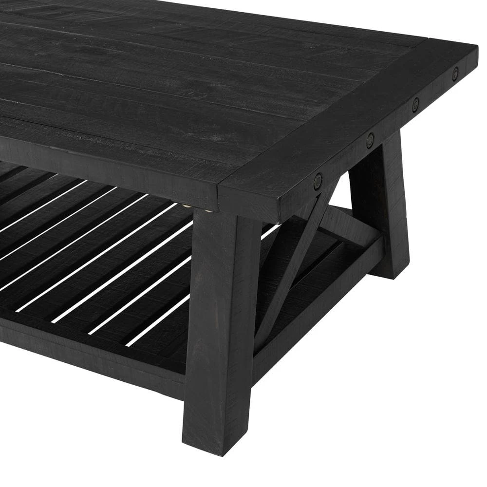 Bolton 50 in. Black Stain Rectangular Solid Wood Coffee Table by Martin Svensson Home 8 Bolton 50 in. Black Stain Rectangular Solid Wood Coffee Table by Martin Svensson Home - Image 8