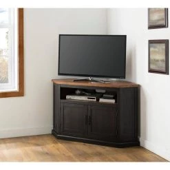 Rustic Corner Black and Honey Metal Corner TV Stand Fits TVs Up to 55 in. with Cable Management by Martin Svensson Home -EVERGLADE HOME Shop black with honey martin svensson home tv stands 90975 a0 1000